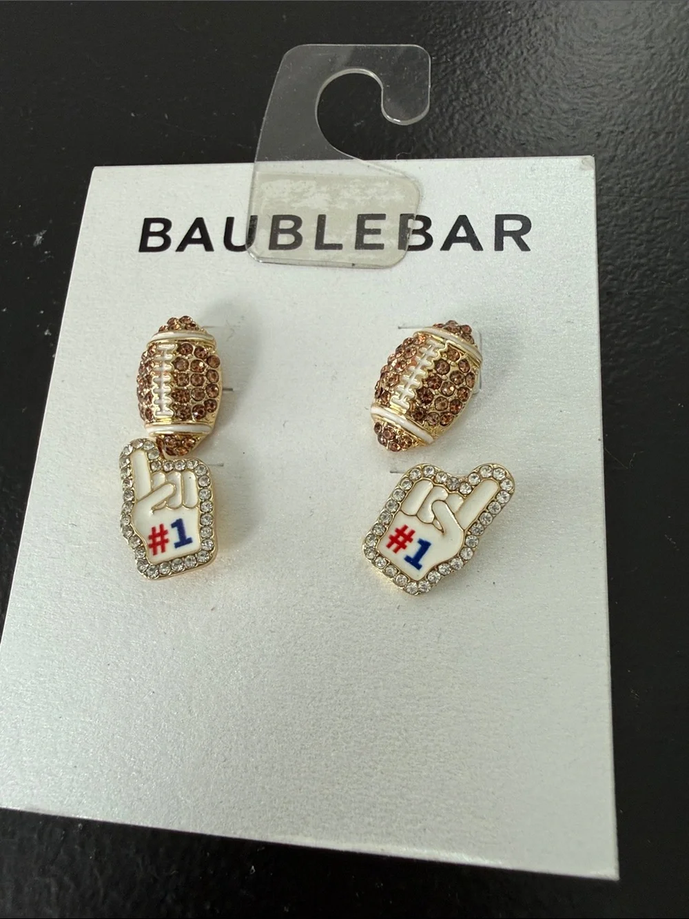 BaubleBar NEW 2 Pack assorted Football stud Earrings $48 MSRP